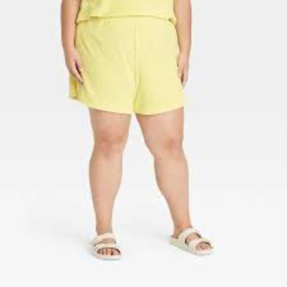 Women's Mid-Rise Pull-On Shorts - A New Day - Yellow Size 1X Target Causal Beach - Picture 4 of 11